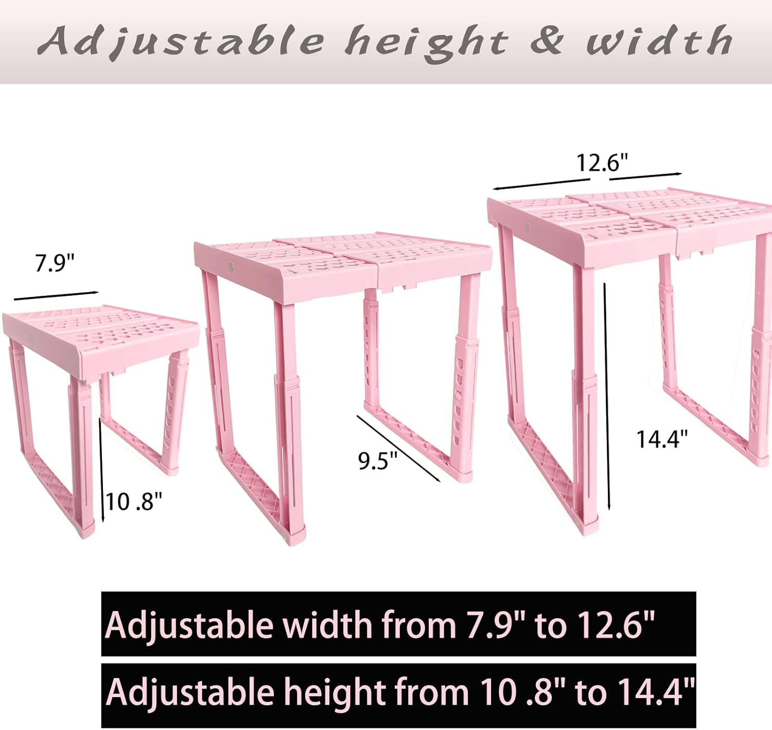 Svartur Locker Shelf Adjustable Height and Width, Pink Locker Organizer for Work
