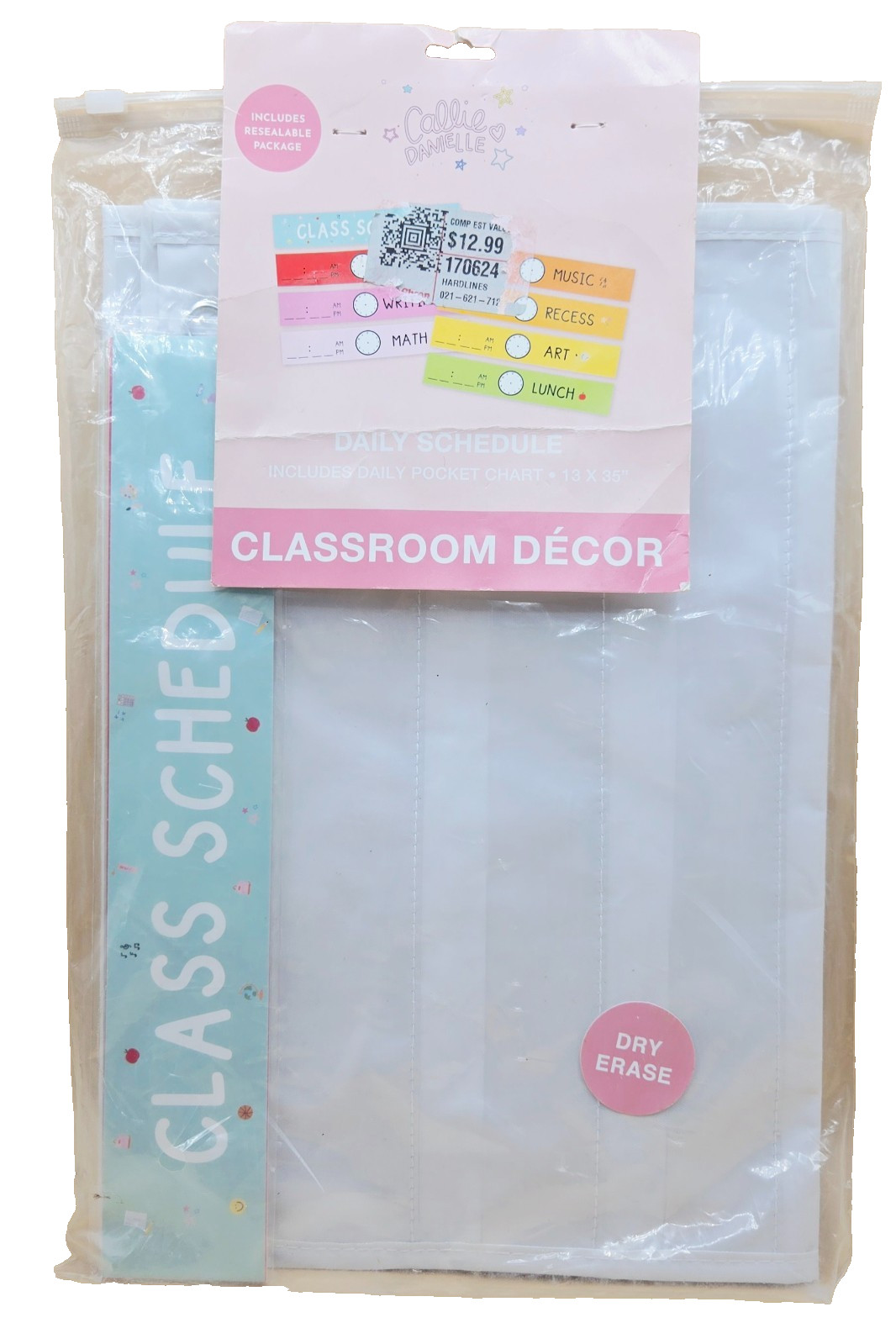 19pc Classroom Daily Schedule Pocket Chart with 17 Cards Dry-Erase BRAND NEW