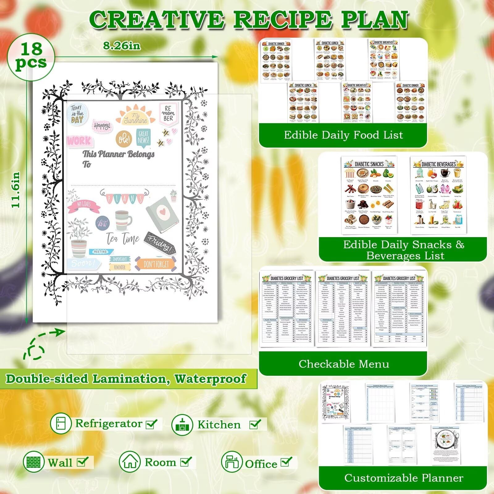18 PCS Diabetic Food List and Meal Planner â€“ Laminated Diabetes Meal Chart …