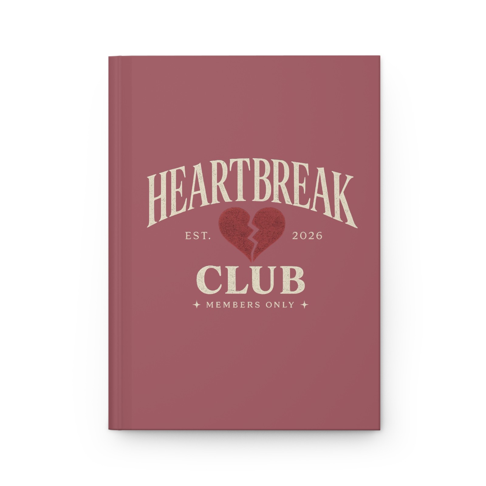 Heartbreak Club Hardcover Journal – Vintage Broken Heart Design Notebook – Wine