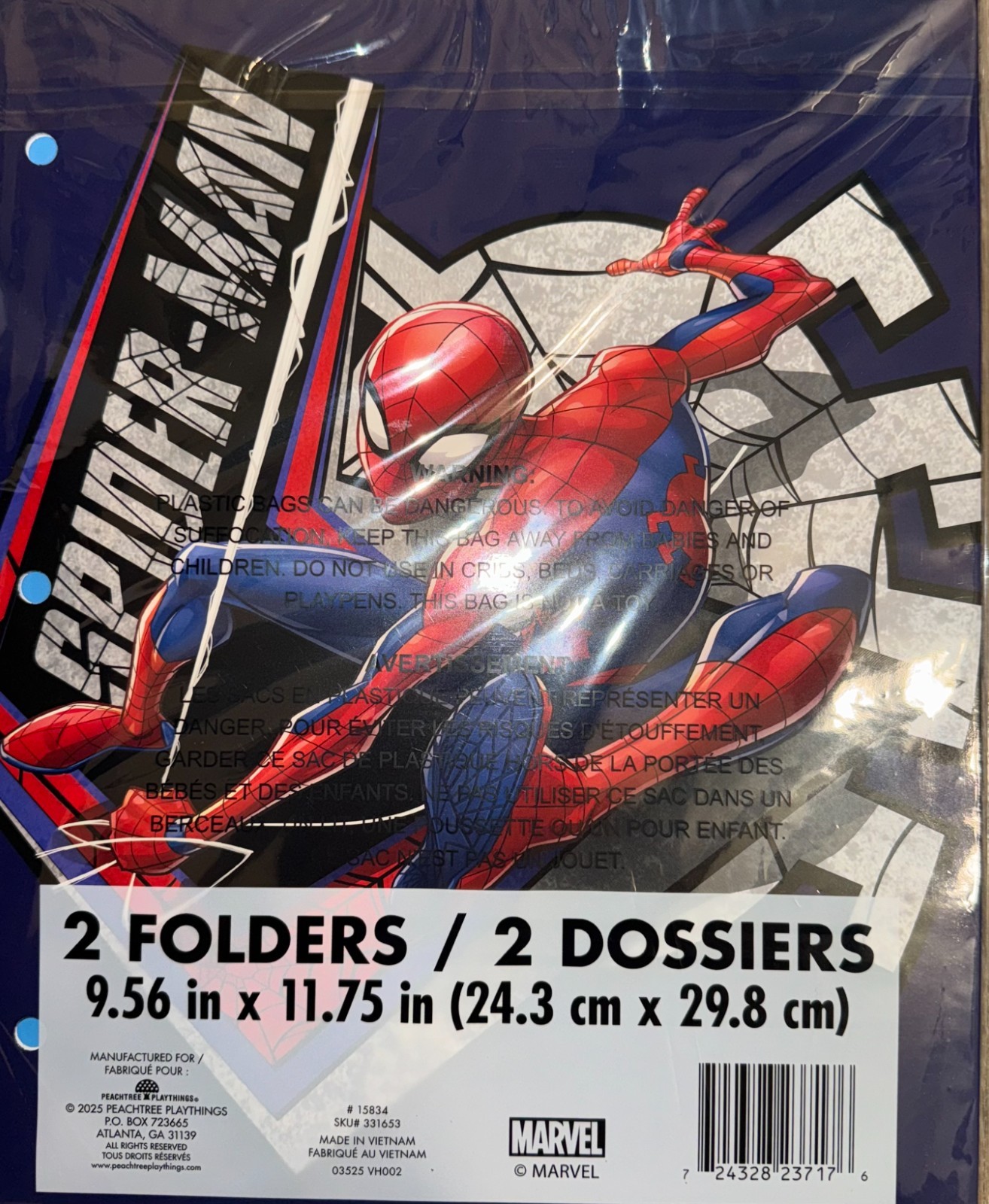 Spiderman Folders 2 Pockets 3 Hole Portfolio School Supplies Graphic Kids