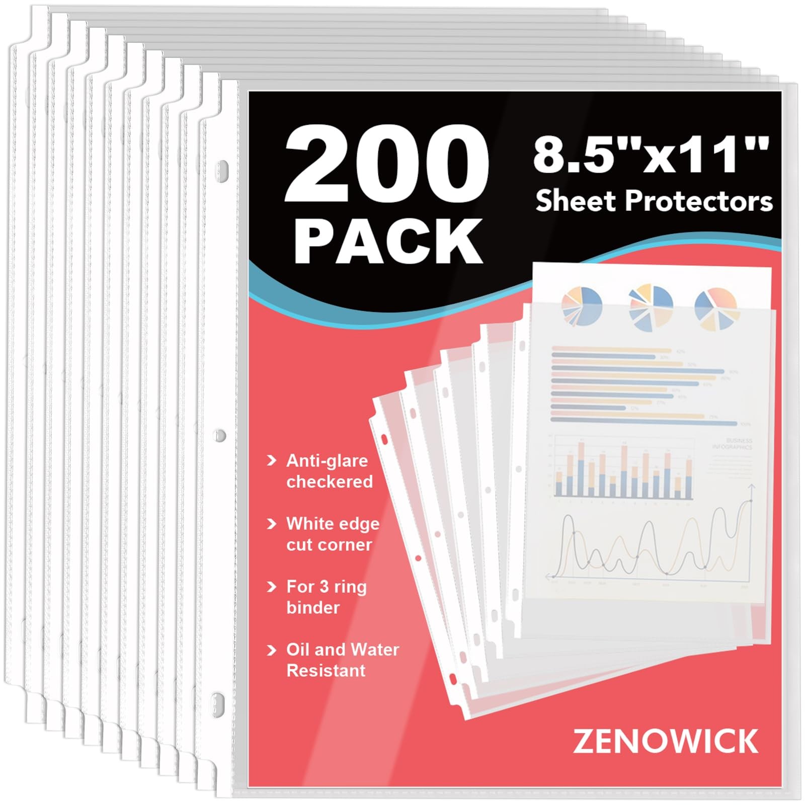 200 Pack Sheet Protectors 8.5 x 11 inch Clear Page 200Pack,
