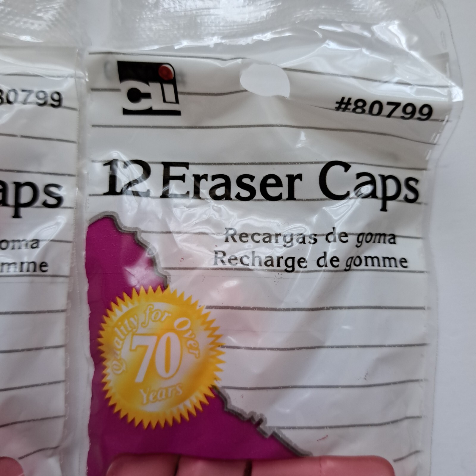 Charles Leonard Pencil Eraser Caps Pink💥Two 12-Packs (24 Total) – 80799 Topper
