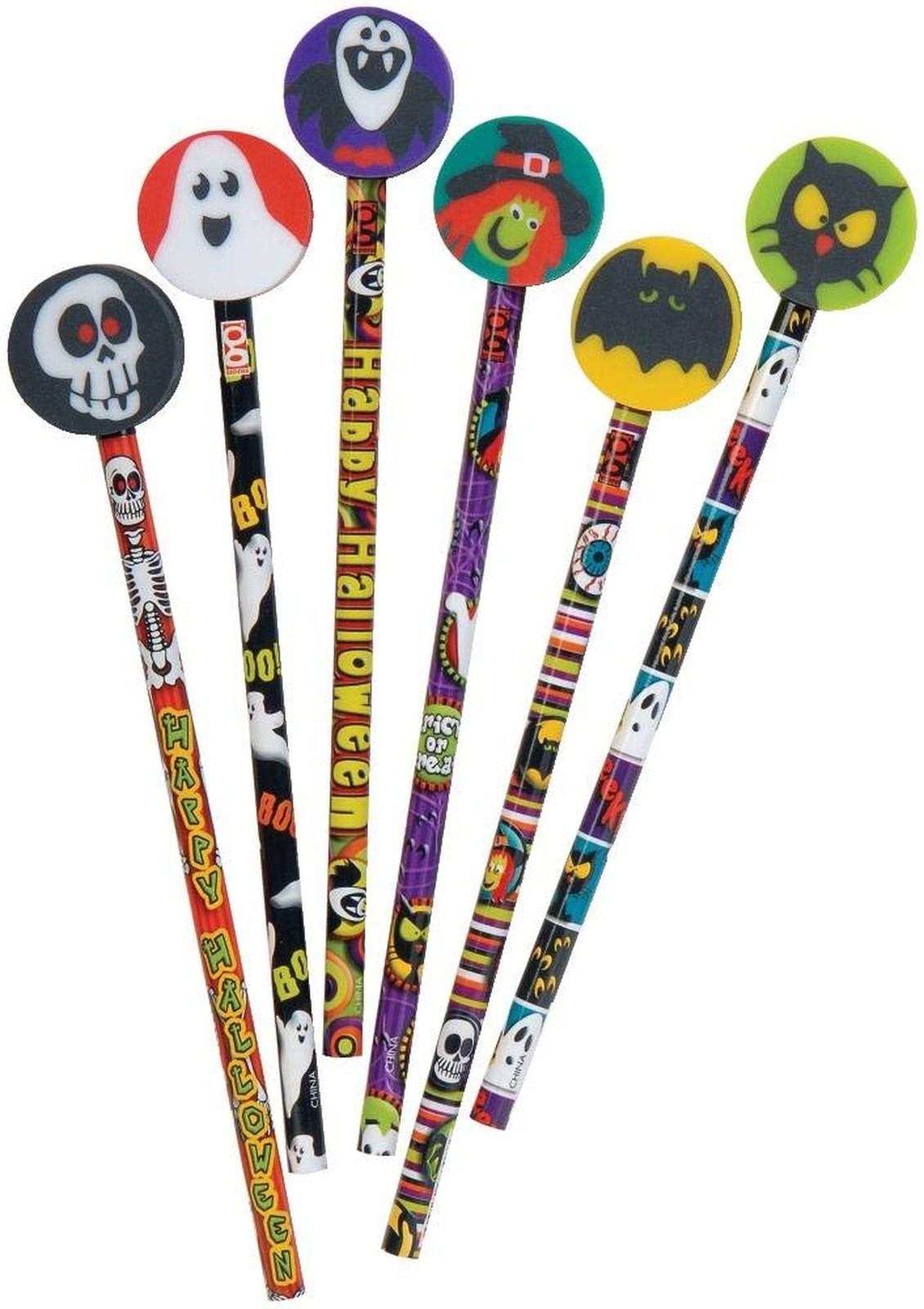 Raymond Geddes Boo Buddies Number 2 Pencils With Giant Pencil Top Erasers (Pa…