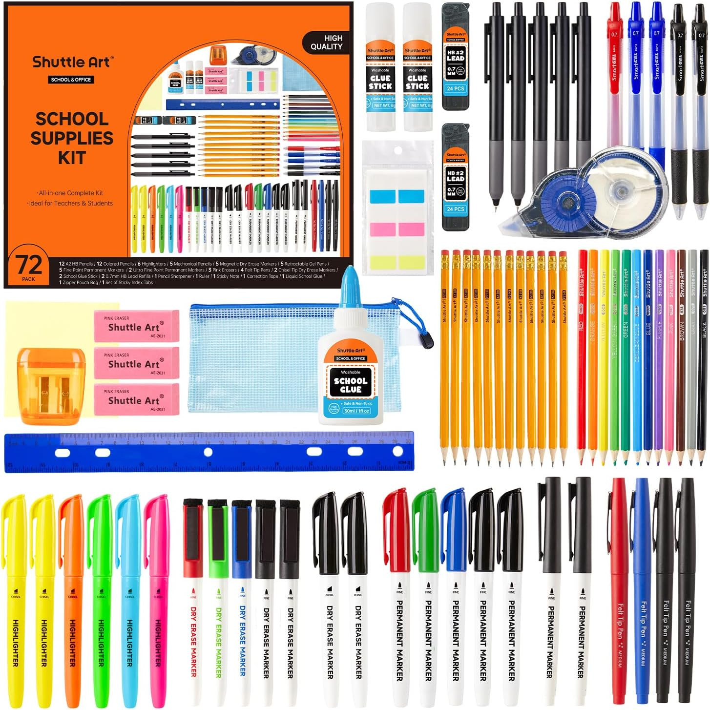 71 Pack School Supplies Kit, Back to School Supplies for Teachers, Middle High S
