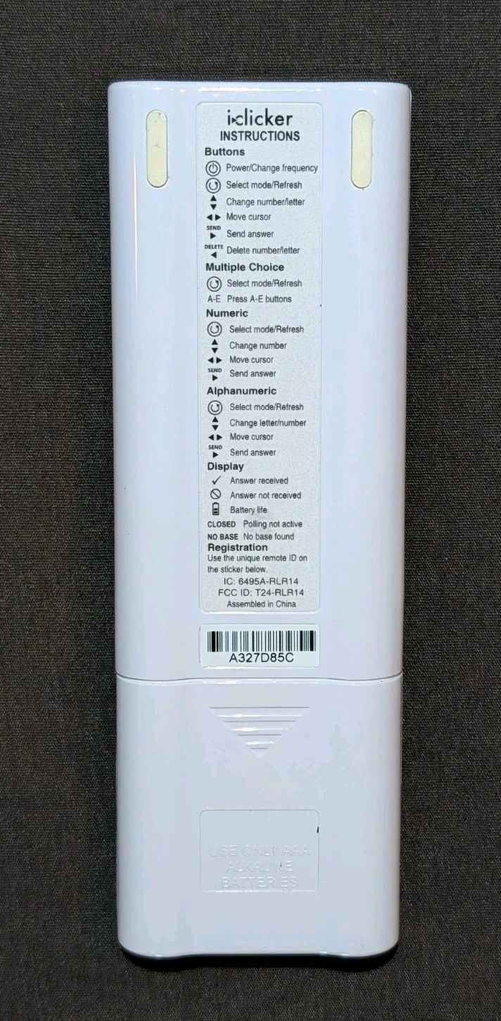 TESTED iClicker 2 Remote Student Classroom Response System Polling OEM White