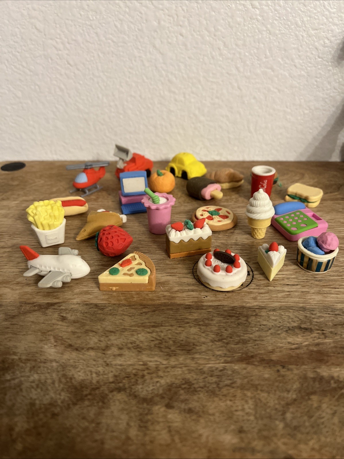 3D Multi Colored Food, Vehicles & Other Puzzle Erasers Lot Of 24 Erasers Set