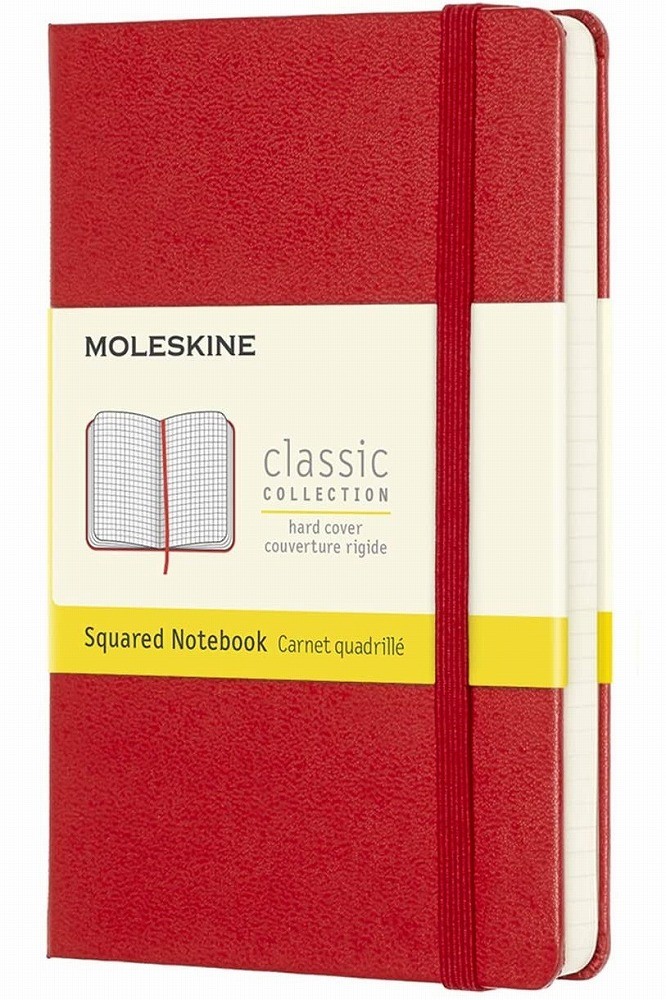 Moleskine Classic Notebook, Hard Cover, Pocket, Squared, Scarlet Red, 192 Pages,
