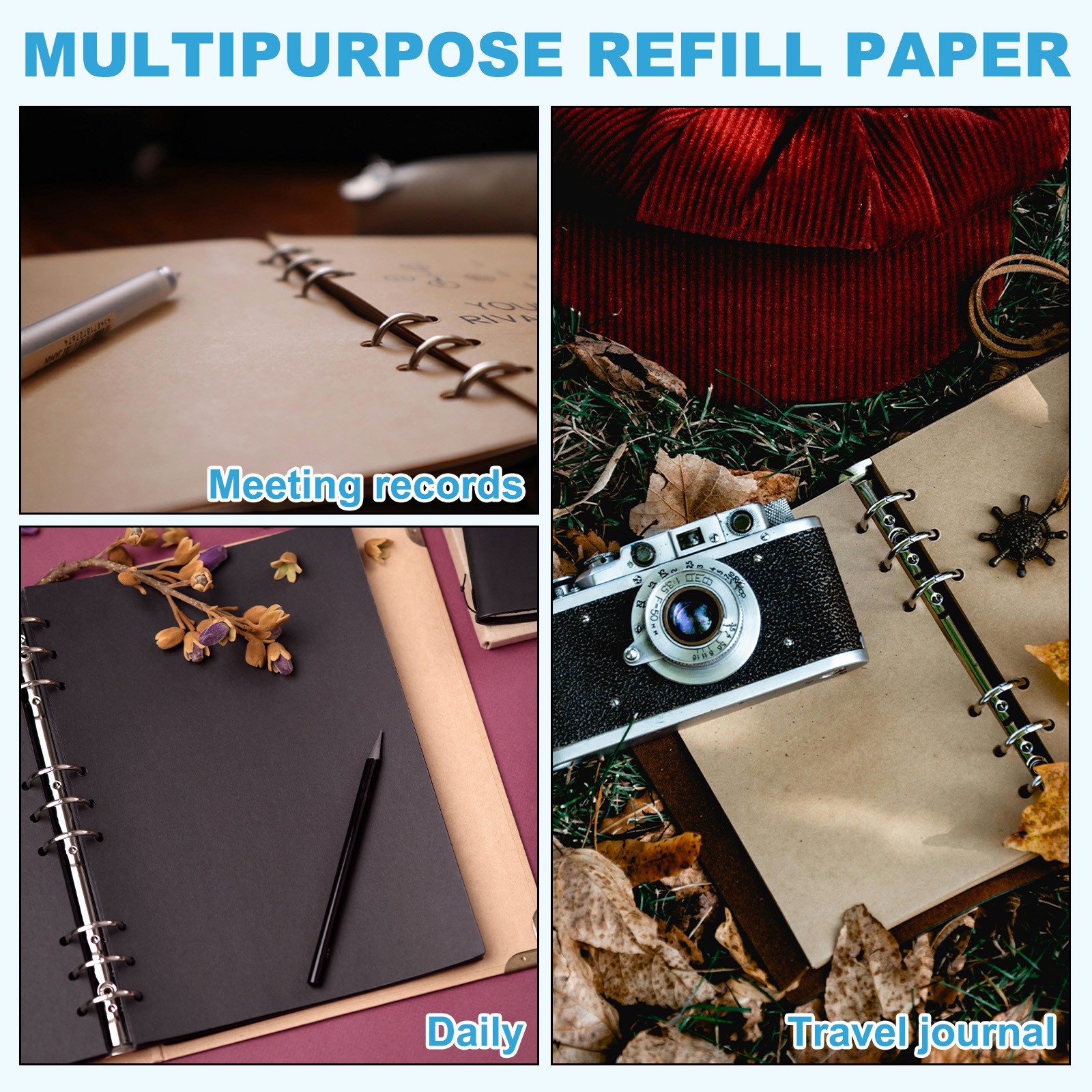 3 Rings Metal Loose Leaf Binding with 25 mm ID Book Binding, White, 3 Pcs