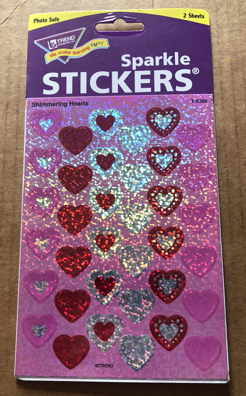 *NEW* Shimmering Hearts Sparkle Stickers, 72 ct Trend Enterprises Inc. T-6306