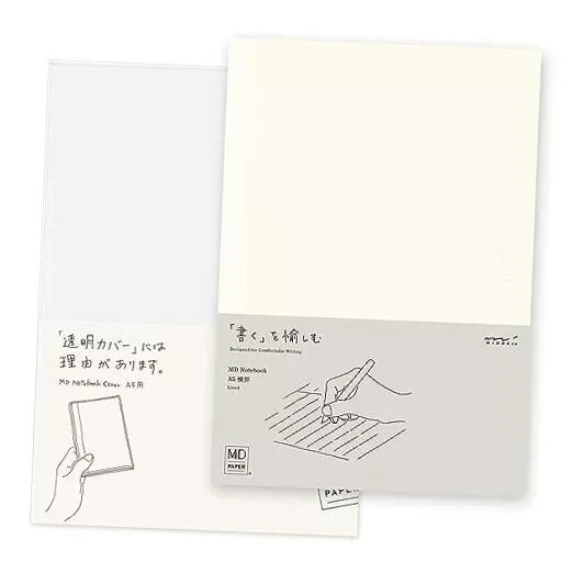 15294006 Midori Notebook, MD Notebook, A5, Horizontal Ruled + Notebook Cover