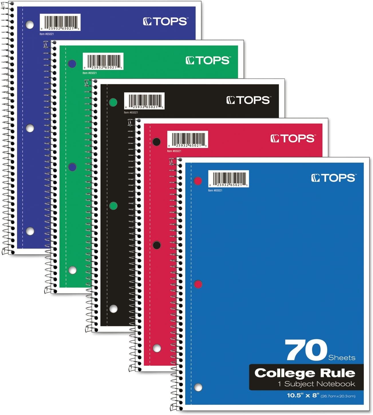 1 Oxford Spiral 1-Subject Notebook, College Ruled Paper 70 Sheets Color May Vary