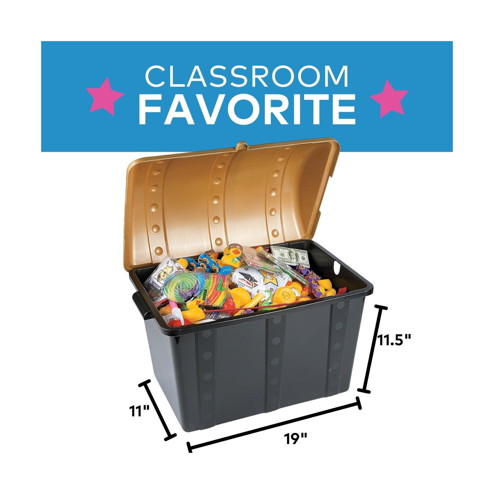 Fun Express Large Plastic Toy Treasure Chest – Premium Classroom Storage Priz…