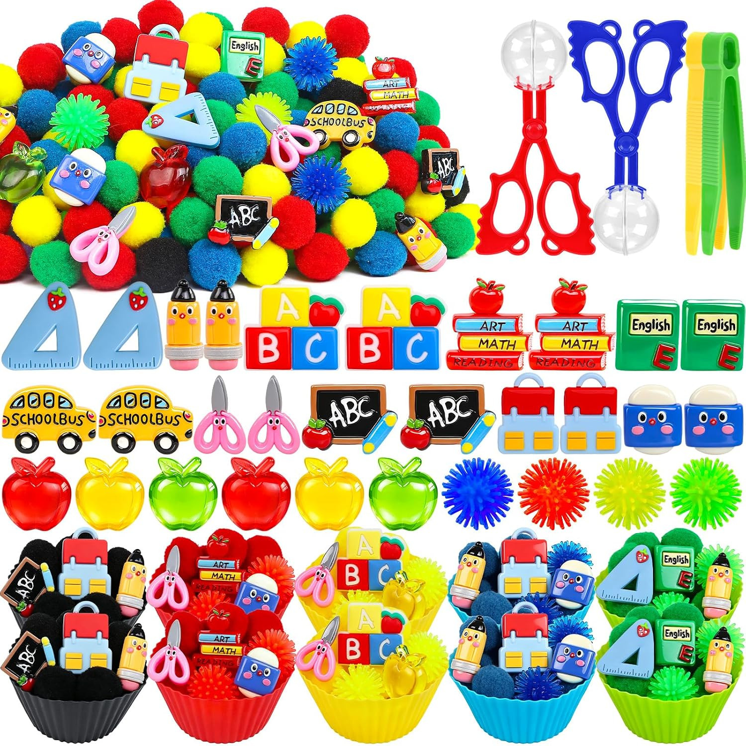 254PCS Back to School Sensory Bin Filler Stationery Fine Motor Sensory Bin Items