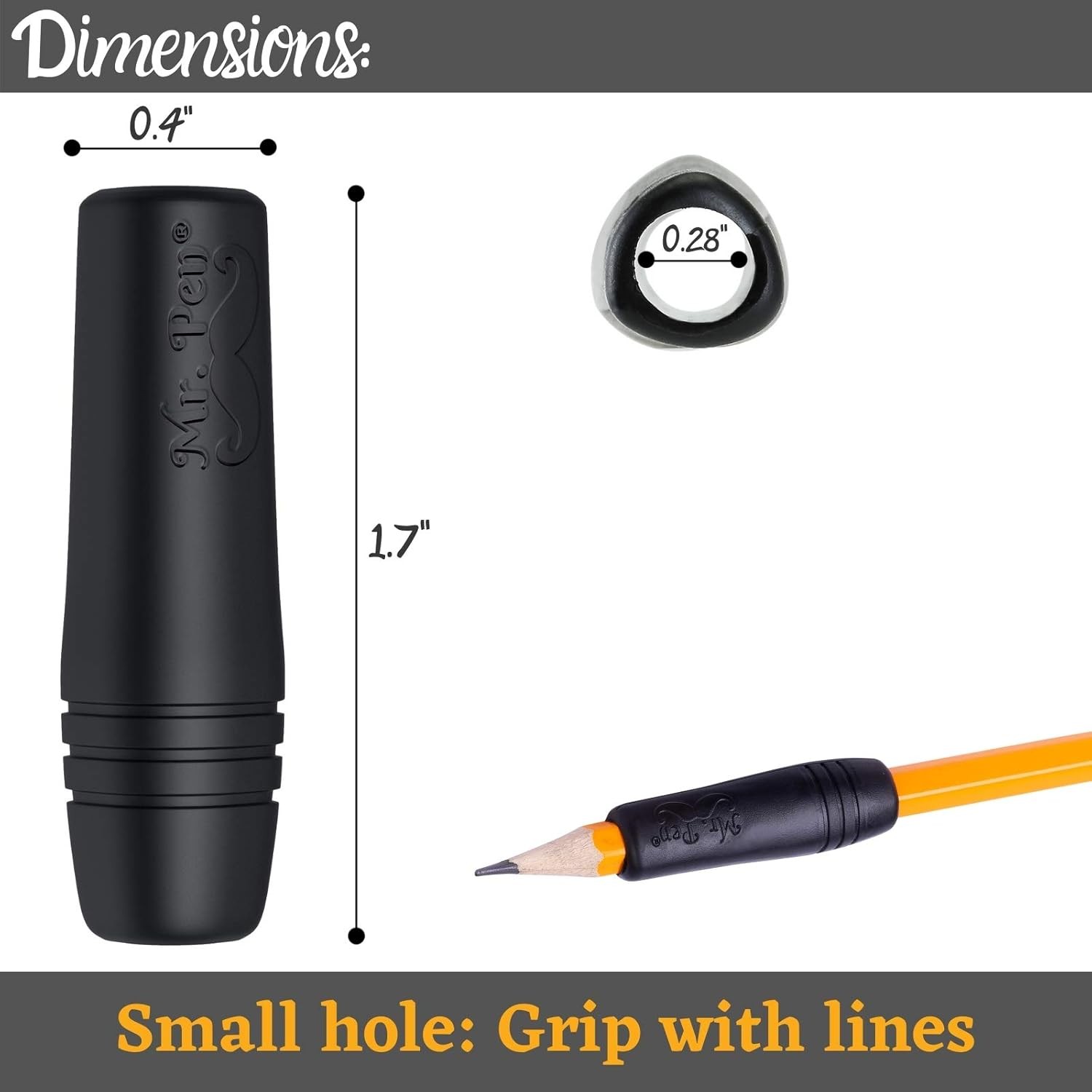 Mr. Pen- Pencil and Pen Grips, 12 Pack, Black, 12 Count (Pack of 1), Black