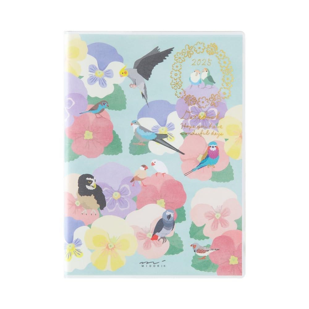 Midori 2025 A6 Weekly Pocket Diary Planner Bird & Seasonal Plants Design