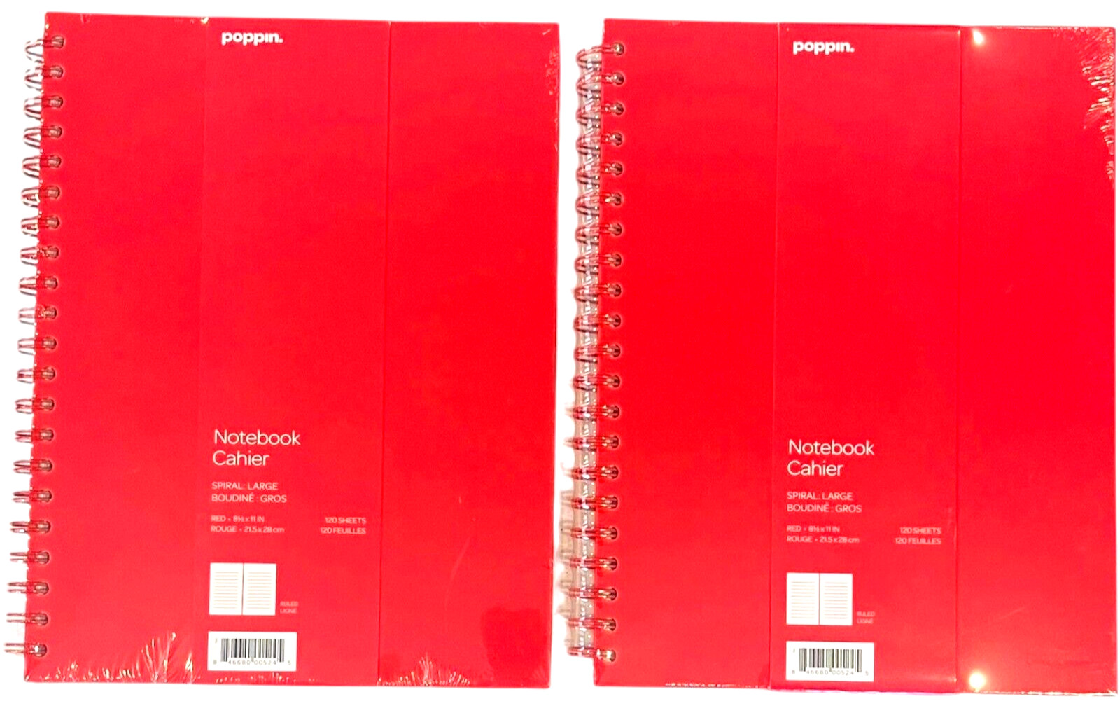 Poppin Notebook Spiral Large Notebook 120 Pages 8.5 x 11 – NEW HC – LOT of 2