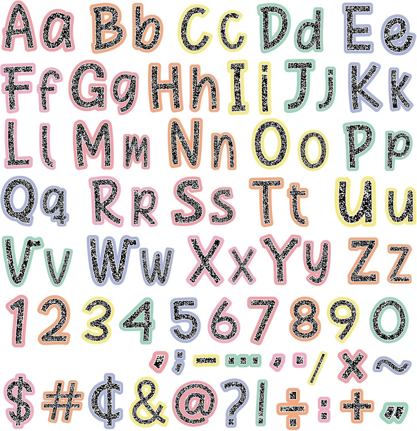 260 PCS Bulletin Board Letters for Classroom 4” Letters Combo Pack Set Pastel Co