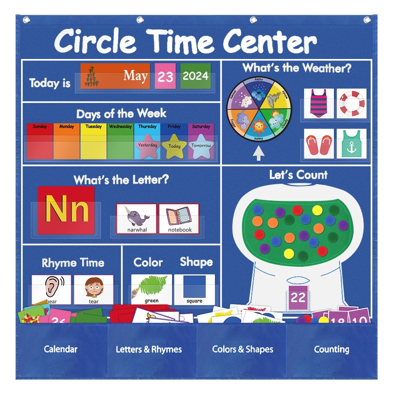Circle Time Learning Center Classroom Pocket Chart Preschool, Educational Poc…