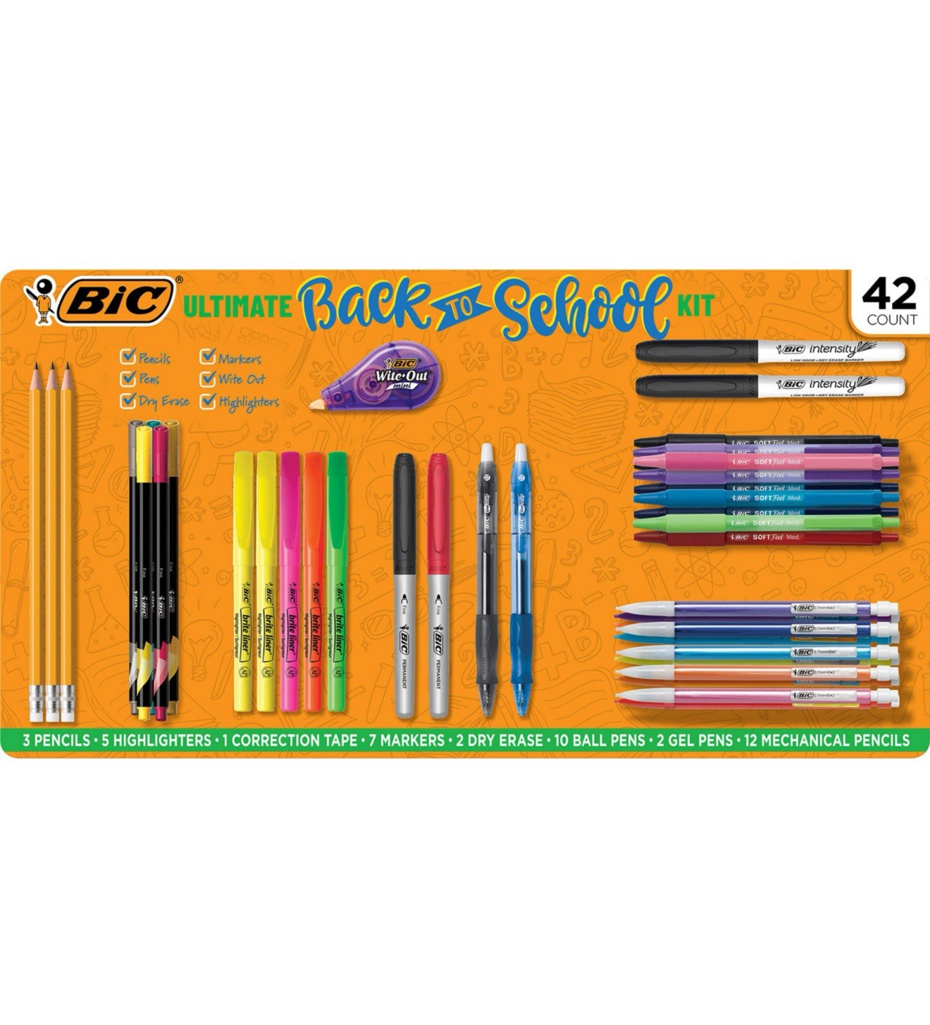 BIC Back to School Kit Assorted School Supplies (42 Count) Grade 1 To 12