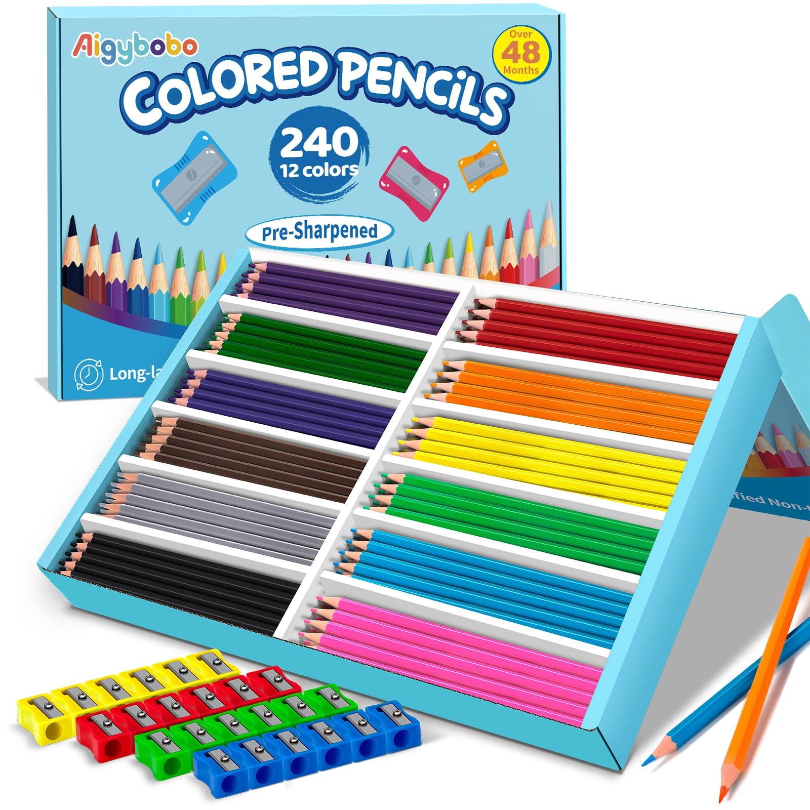 240 Count Colored Pencils Bulk for 1 (Pack of 240), Multicolor