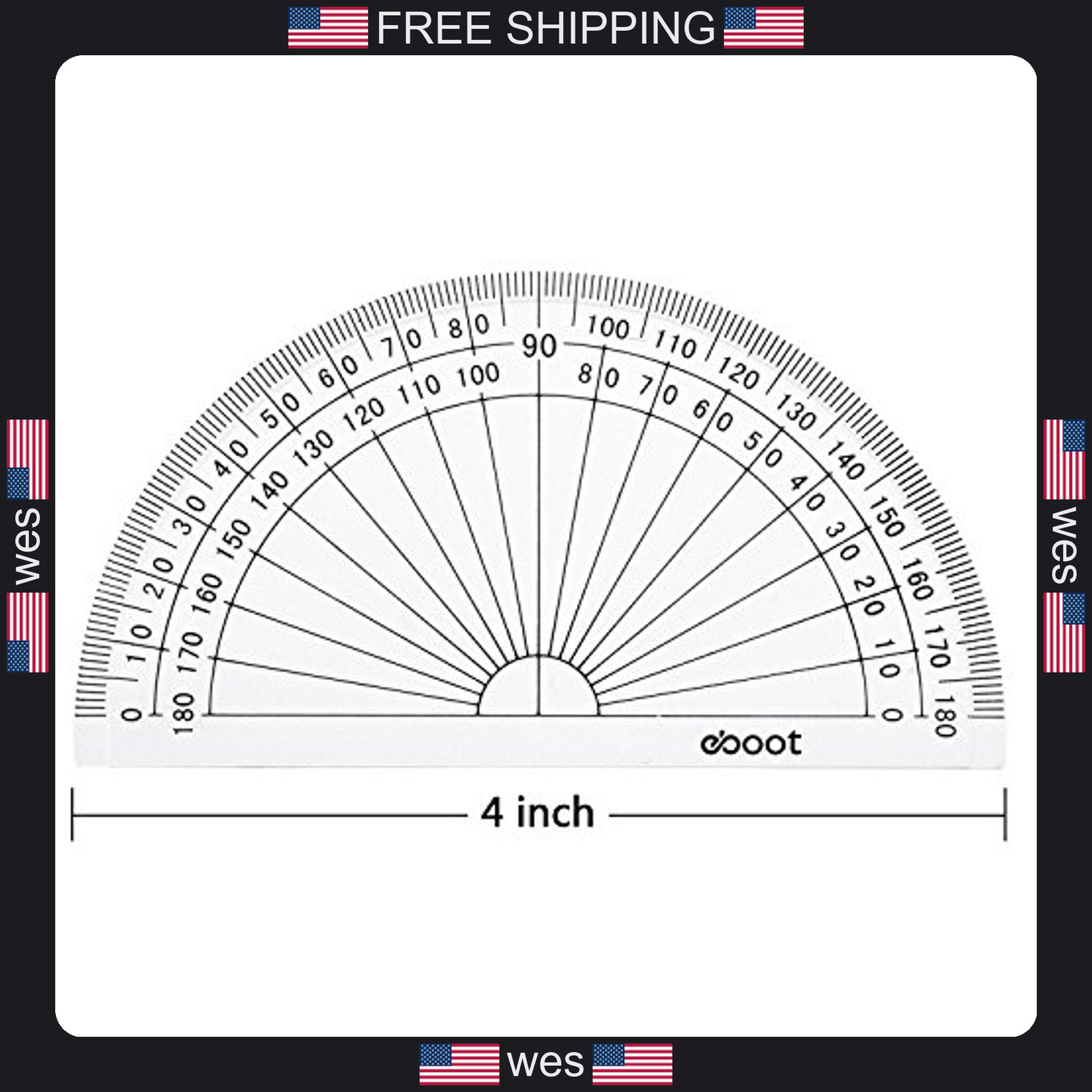 2 Piece Plastic Protractor Set 4 Inch and 6 Inch Clear Geometry Tools