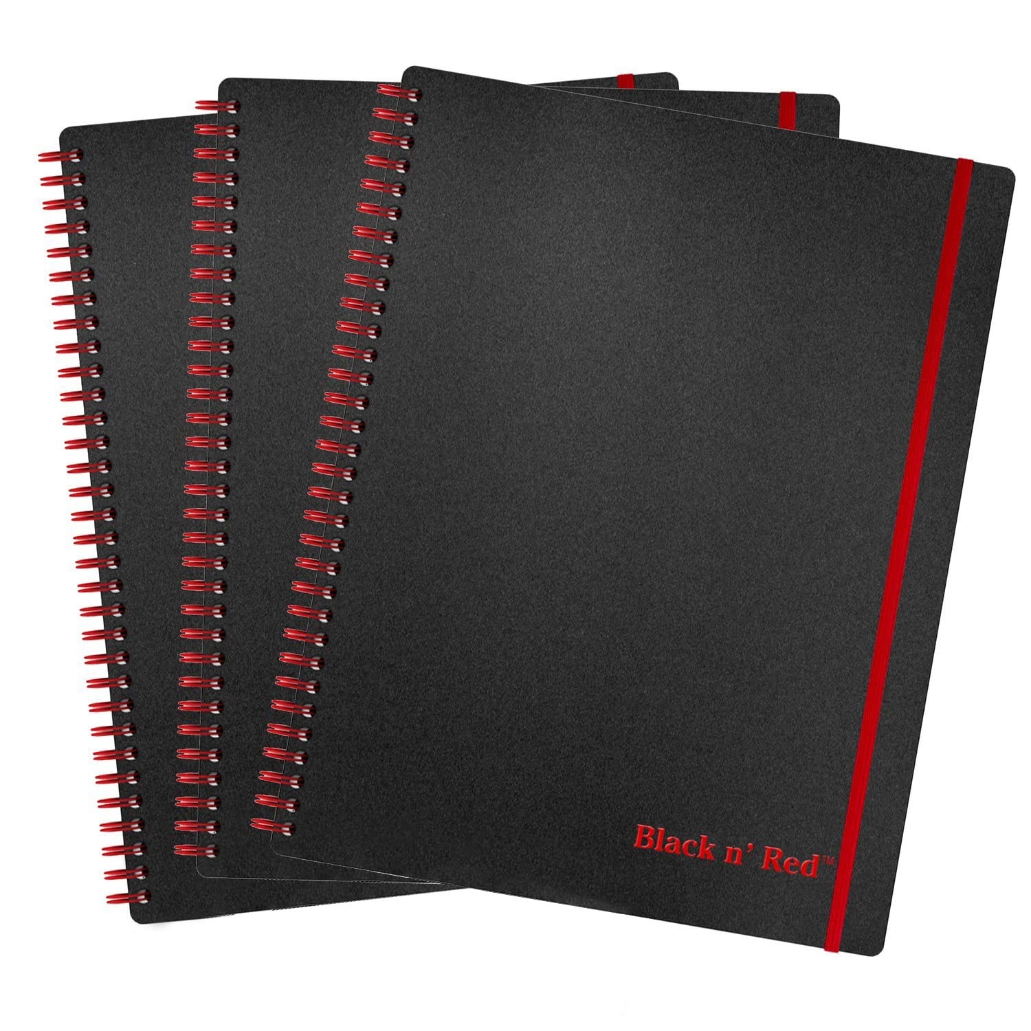 Black n‘ Red Business Notebooks, 3 Pack, Soft Cover, Twin Wire, 70 Sheets, 11…