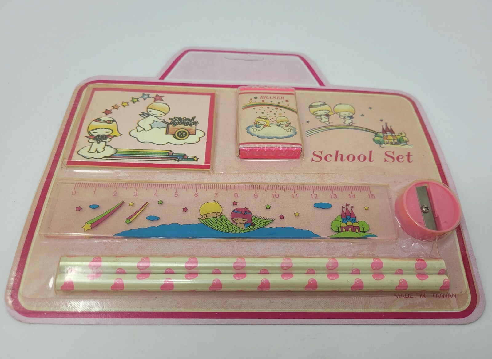 VTG Anime ’90s Fairytale School Supply Set for Girls Taiwan Pencils Eraser Ruler