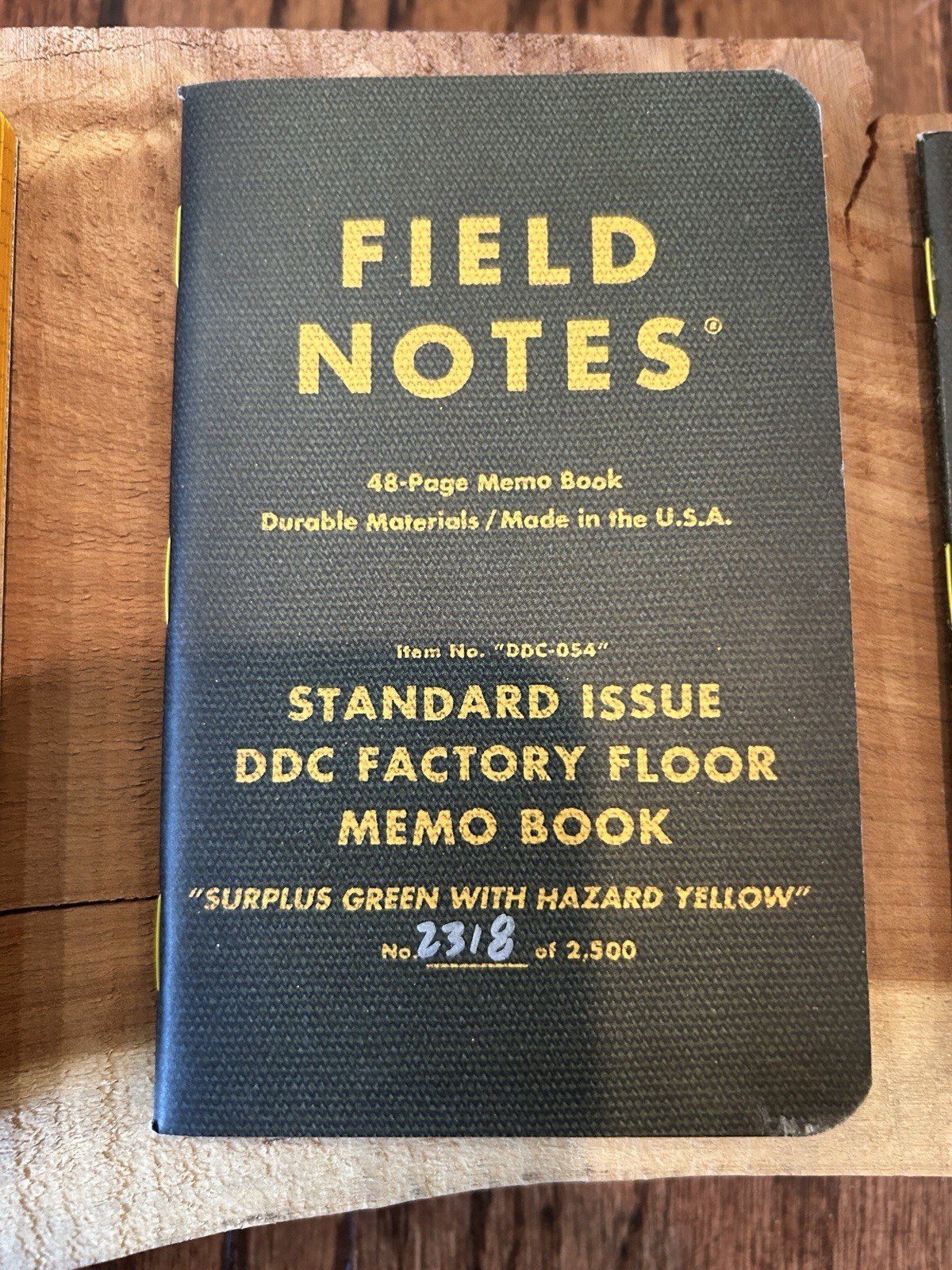Field Notes DDC Factory Floor Memo Book Surplus Green with Hazard Yellow
