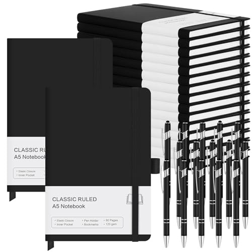 15 Pack Journal Notebook Bulk A5 Hardcover Notebook Classic Journal 30 Black