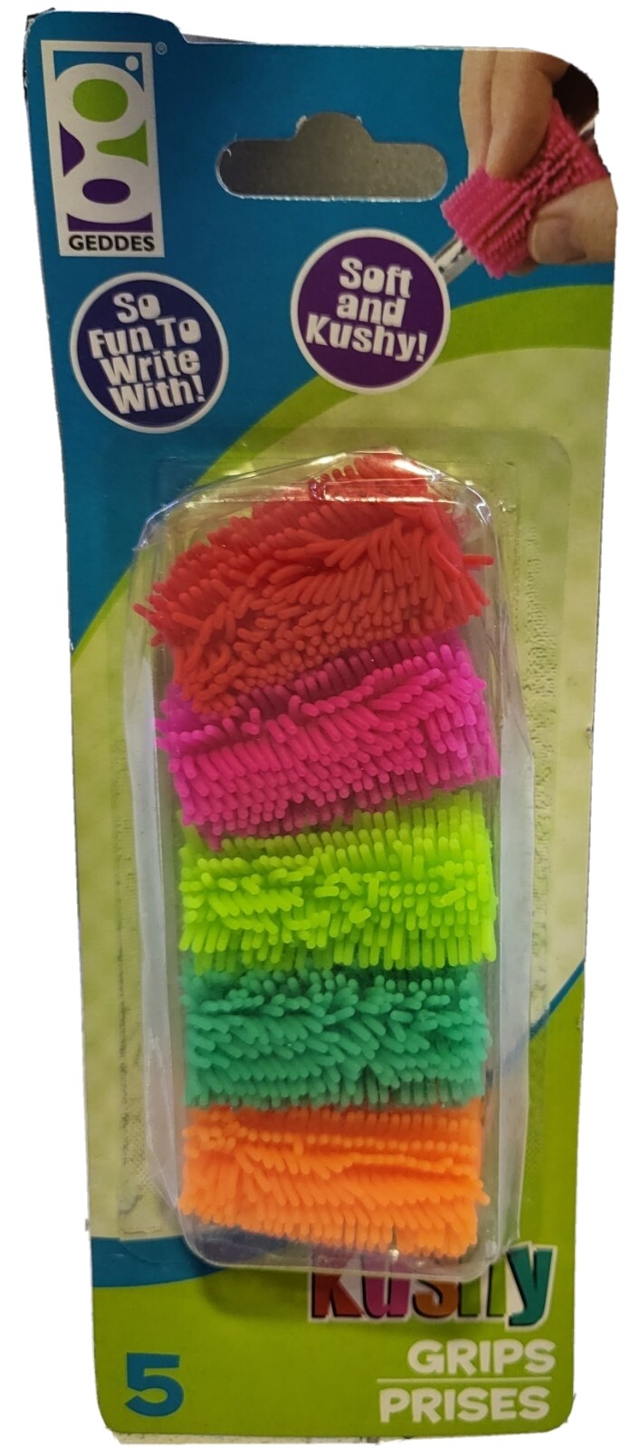 Geddes Kushy Pen/Pencil Grips, Pack of 5, All Different Colors