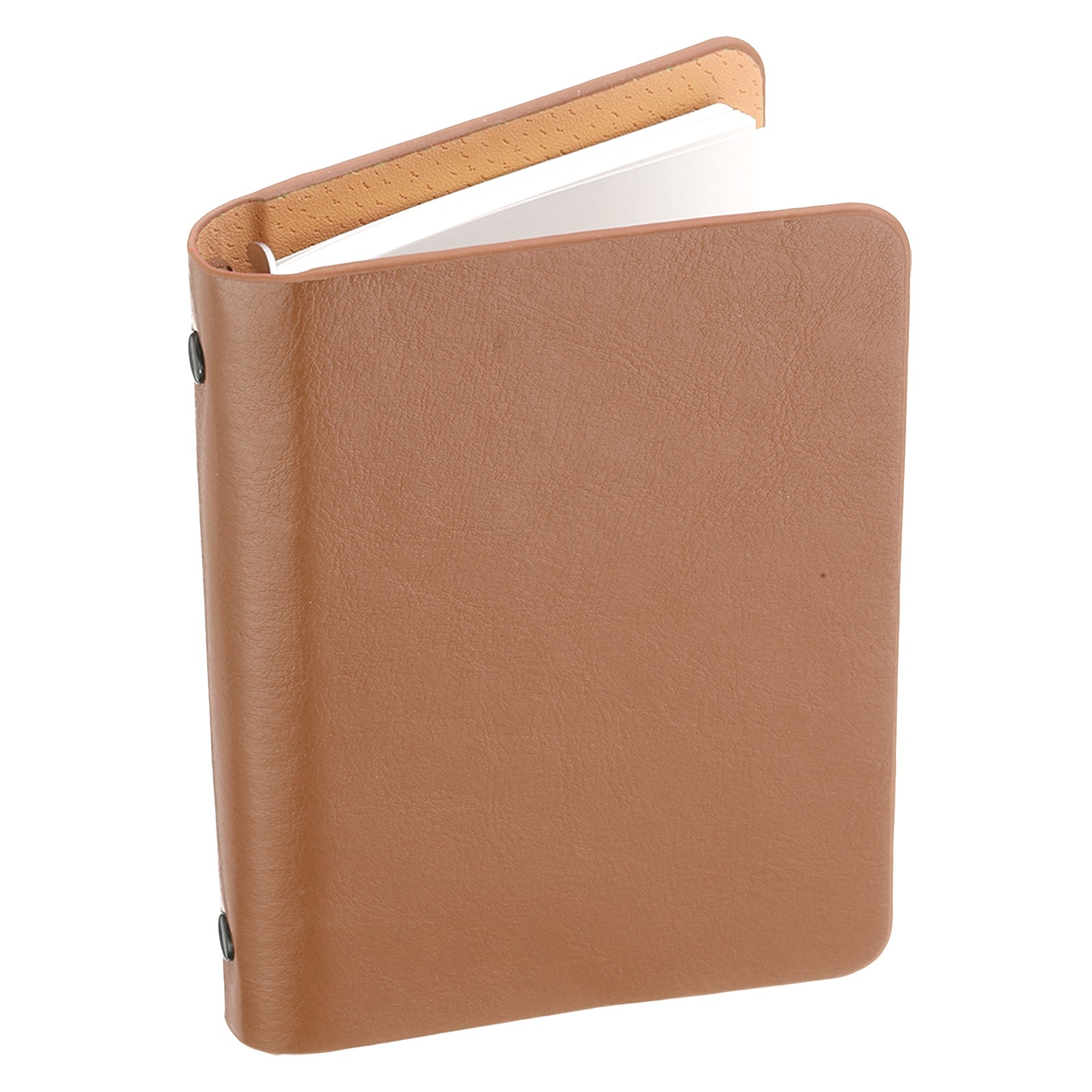 6 Ring Binder Cover A7 Leather Notebook Binder with 50 Sheets Paper, Brown