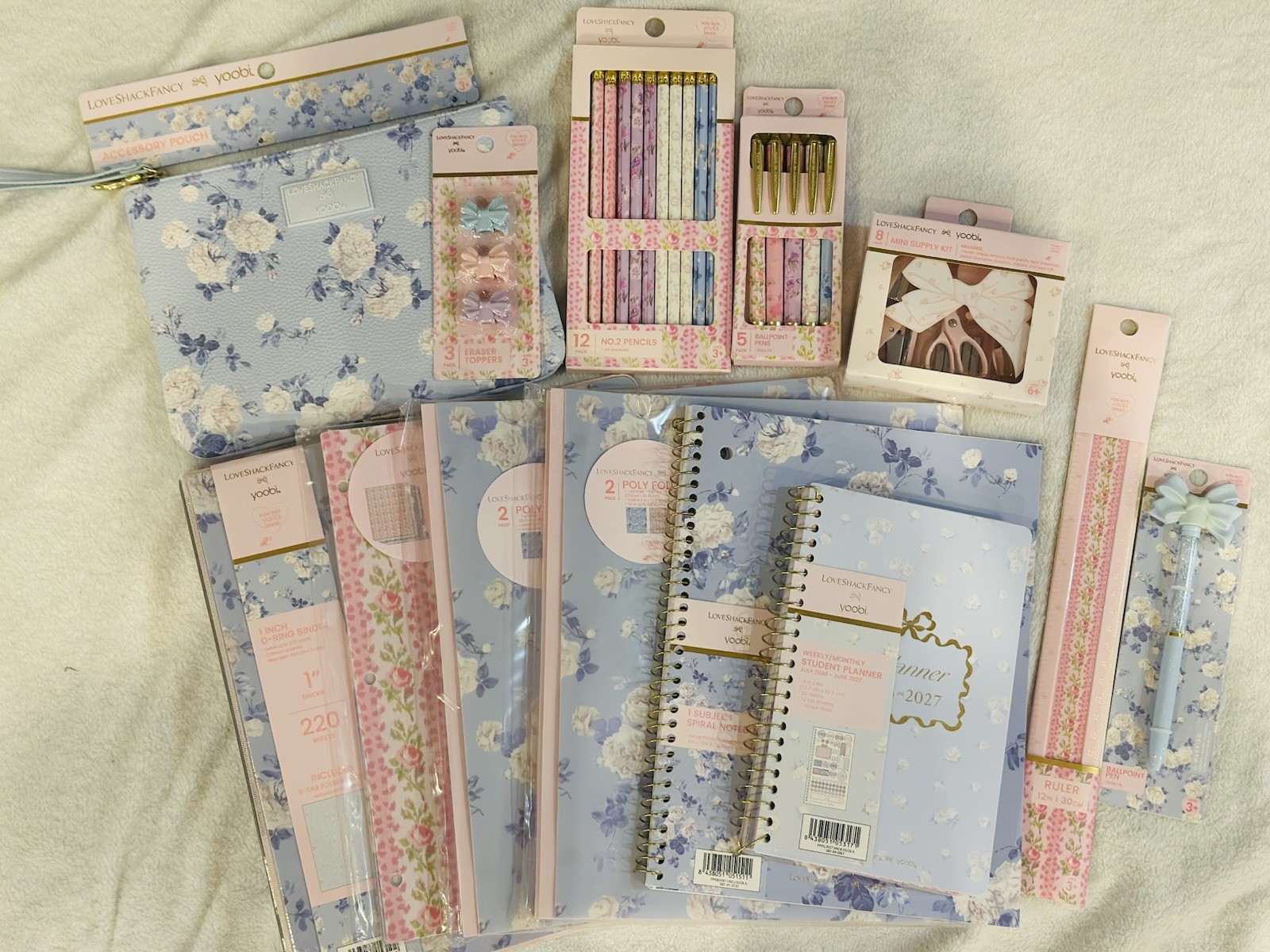 LoveShackFancy x Yoobi 13-Piece School Supply Lot Binder Planner Floral Set