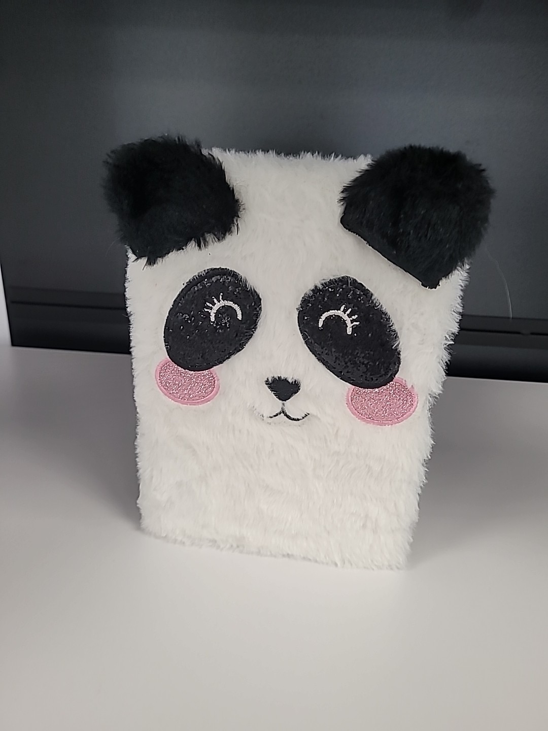 Panda Bear Plush Notebook Diary Daily Thoughts Notes Furry Hardback 8×6 Sparkly