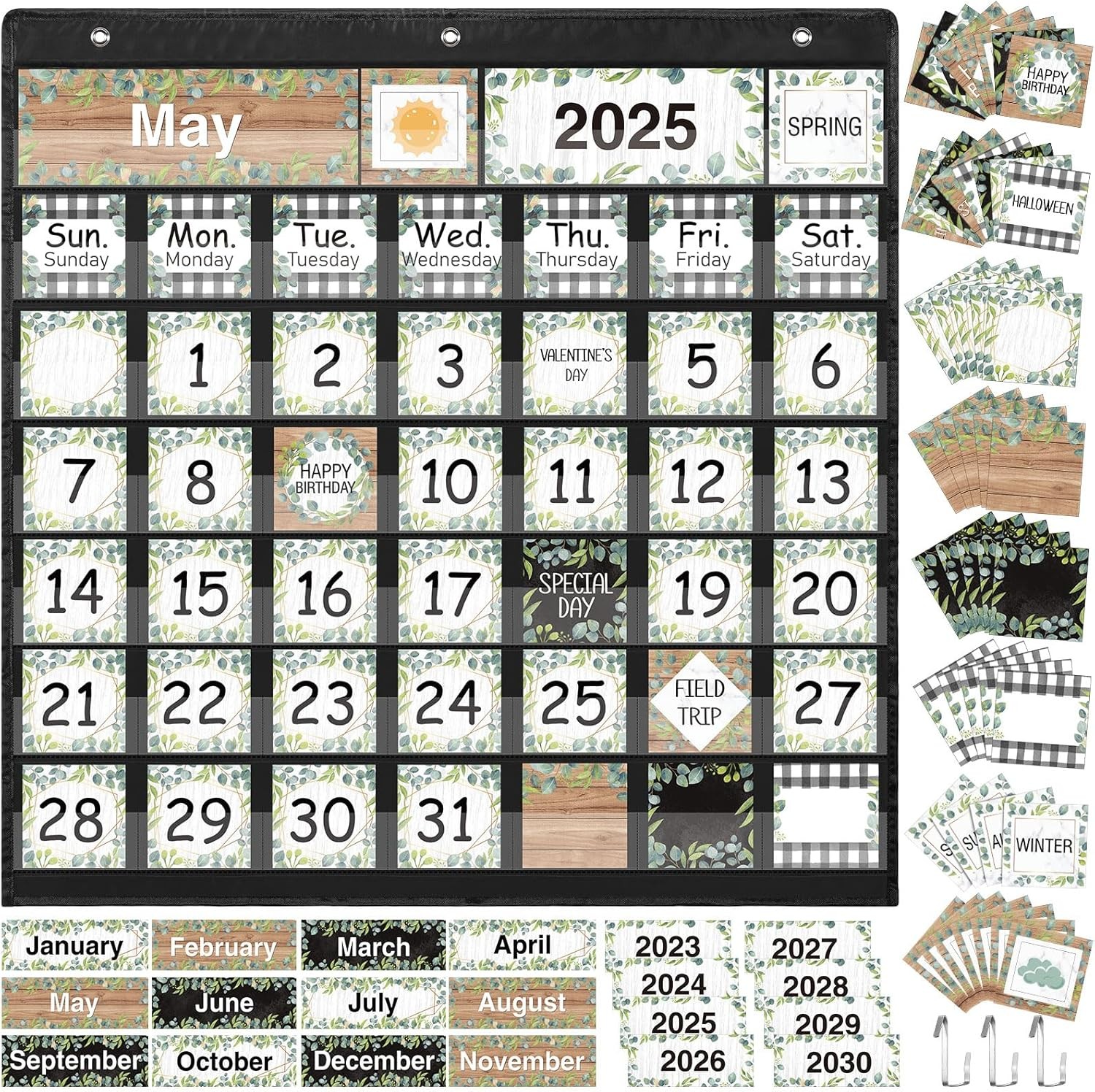 Classroom Calendar Pocket Chart Set Calendar Bulletin Board Set with Pocket S…