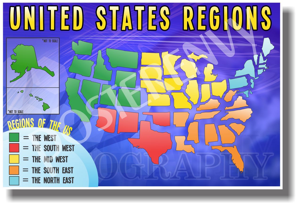United States Regions – NEW Classroom American Geography POSTER