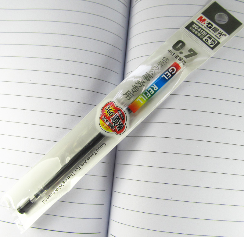 1pc M&G MG-6128 0.7mm pipe Black Gel Ink retractable Pen refills NEW