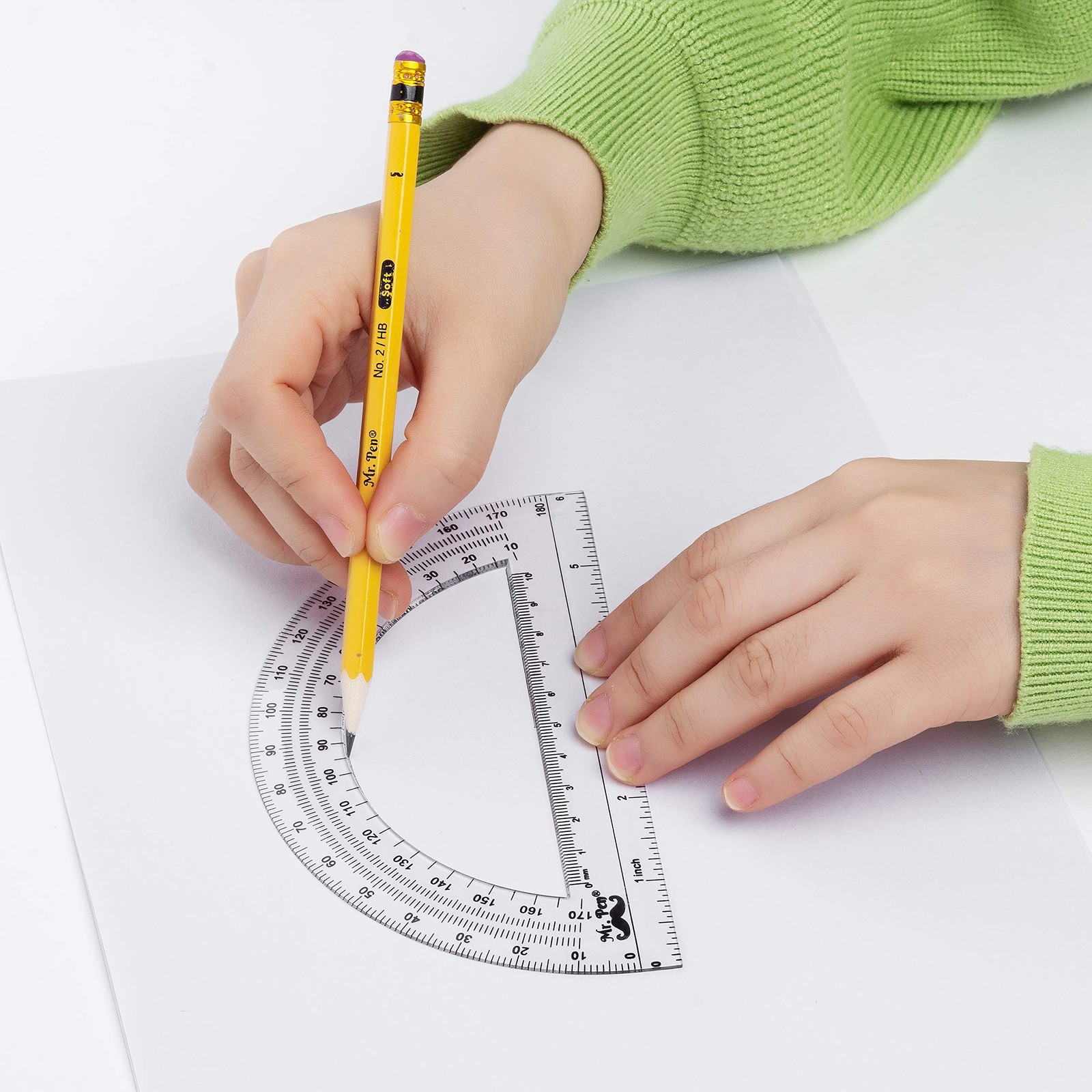 3 Pack 6 Inch Clear Plastic Protractor Set Math Geometry School Supplies Planner