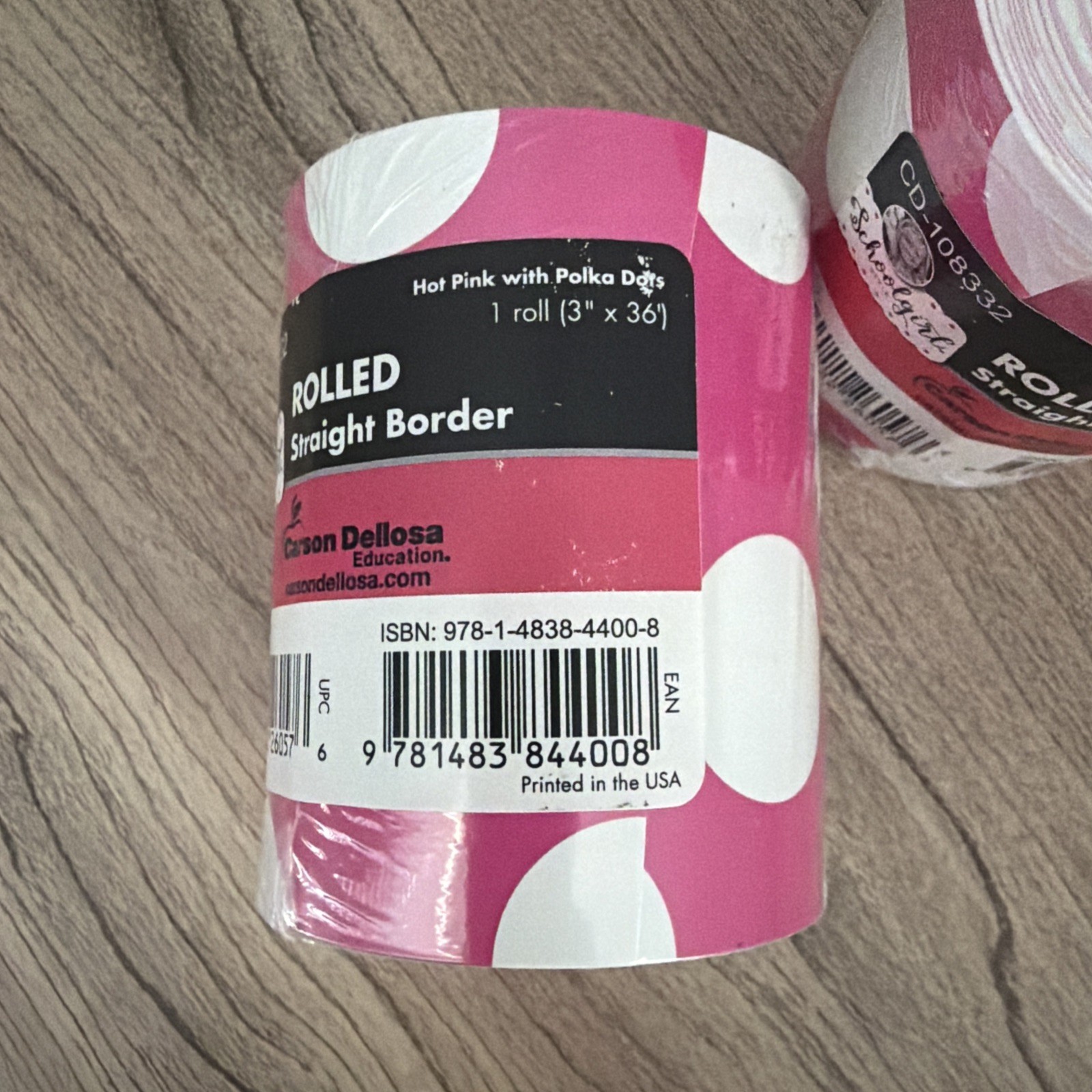 Classroom Border Hot Pink Polka Dot 3″x36’ Straight Trim Teacher Supplies 2 Pack