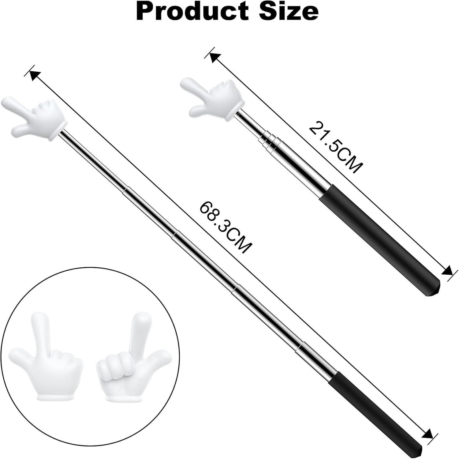 2Pcs Telescopic Teacher Pointer, Extendable Handheld Pointer Finger Pointer Stic