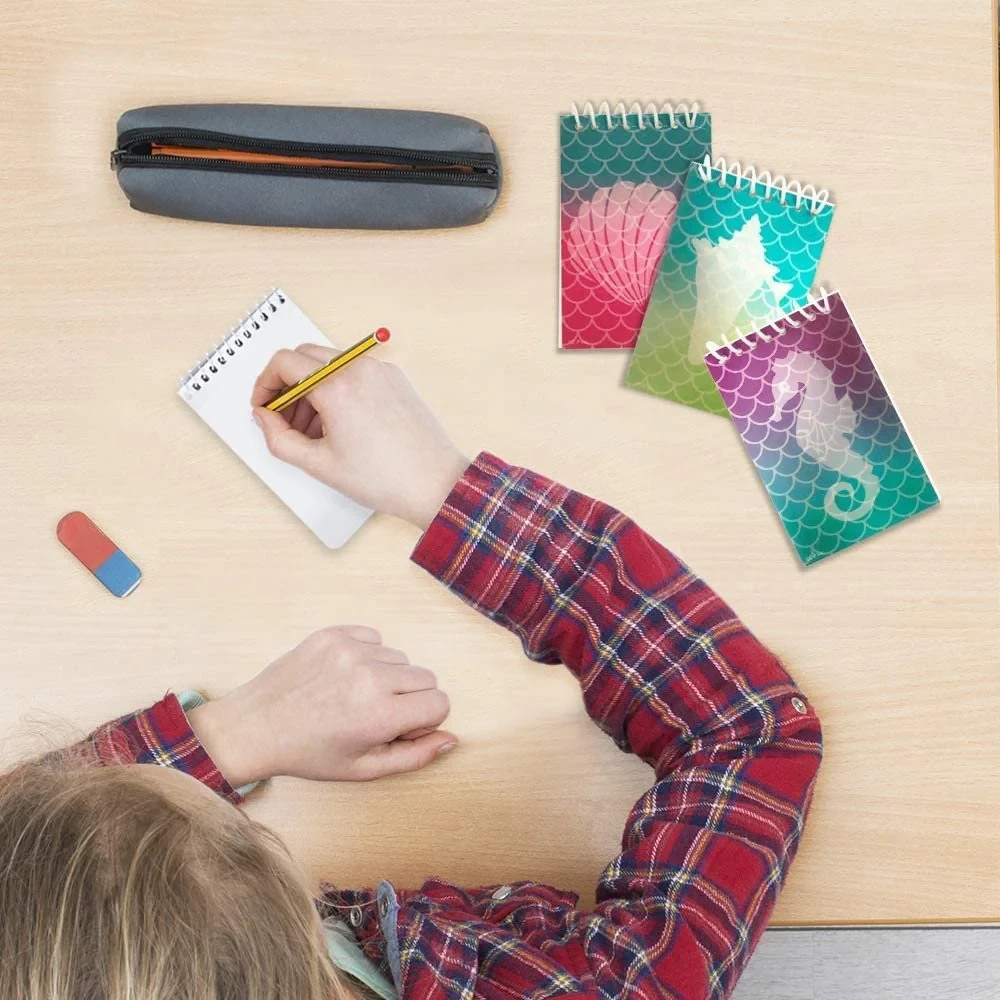 🔥Mini Mermaid Scale Notebooks Pack of 12 Small Spiral Notepads Back To School🔥