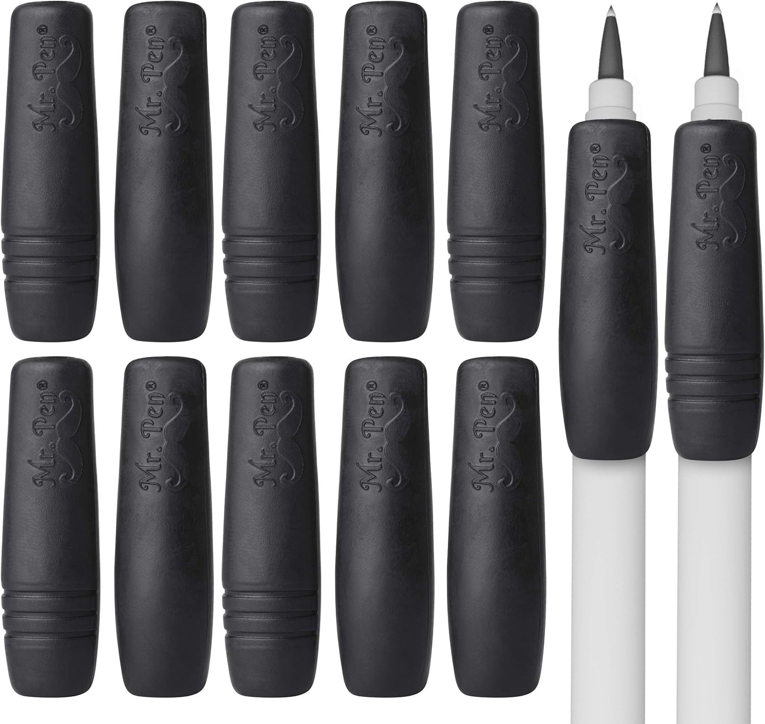 Pencil and Pen Grips, 12 Pack, Black, Pencil Grips for Adults, Rubber Pencil …
