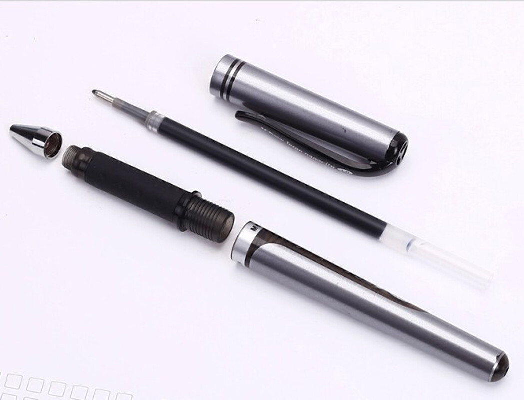 6pcs M&G AGP13604 1.0mm Pen Pipe Black Gel Ink Rolling Ball Point Pen Grey Color
