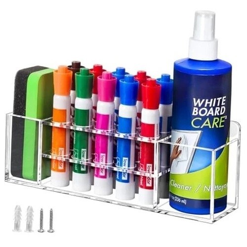 Magnetic Dry Erase Marker Holder for Whiteboard, Wall Mount Pen Transparent