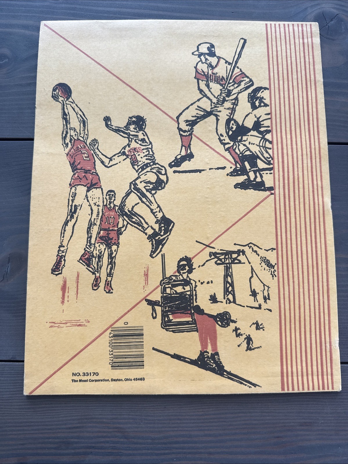 Pee-chee Folder Vintage 60s 70s Sports Classic Orange School