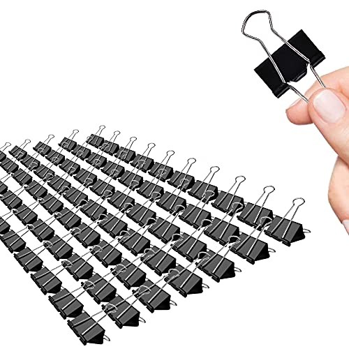 Binder Clips, 72 Pack, Standard 25mm, Black, Small Fold 1 Inch Black-72 Pcs