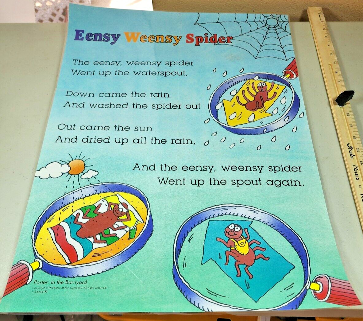 Vintage Eency Weesy Spider Classroom Poster Song In The Barn 18″ X 24″