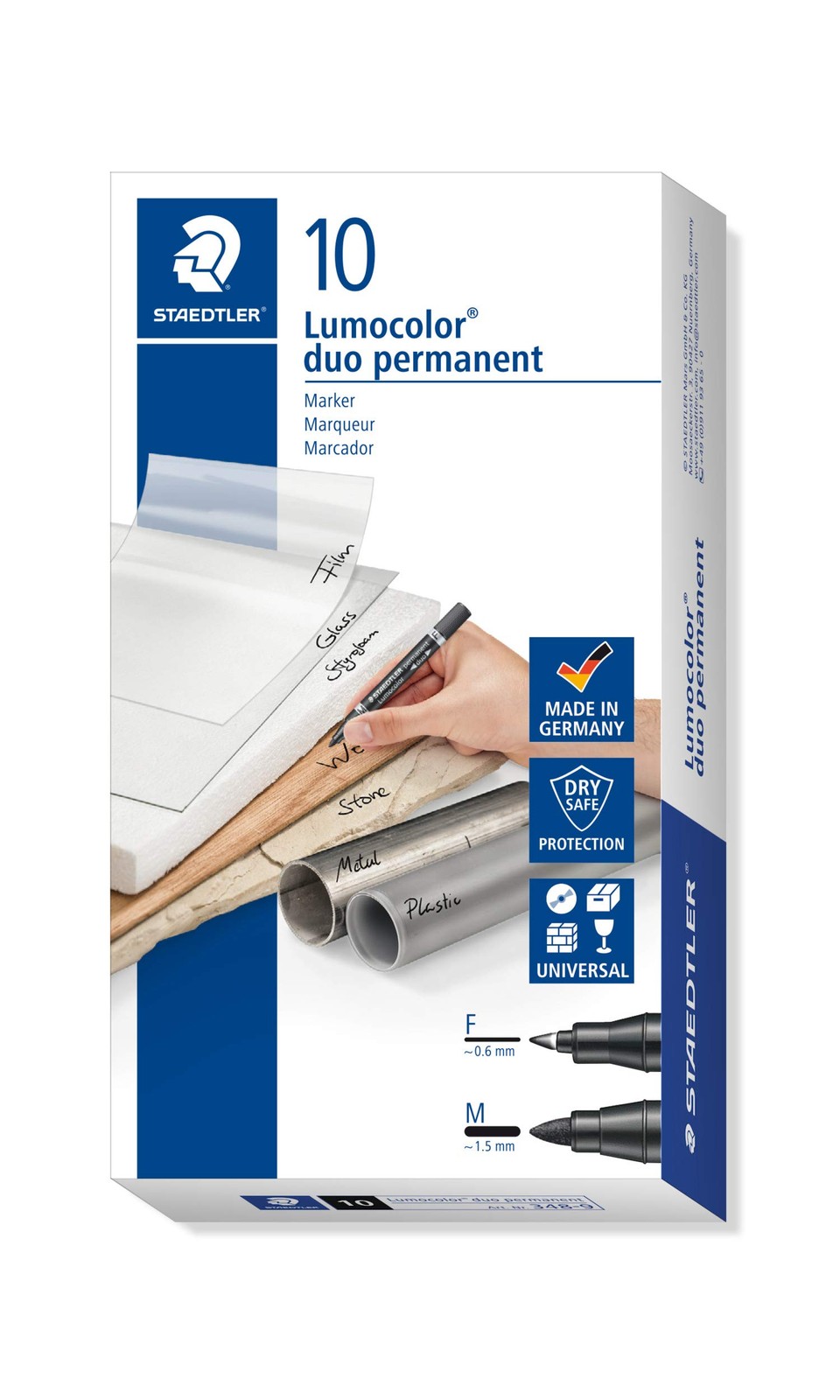 Staedtler Duo Permanent Marker Bullet Tip Fine 0.6mm and Medium 1.5mm Black Ref