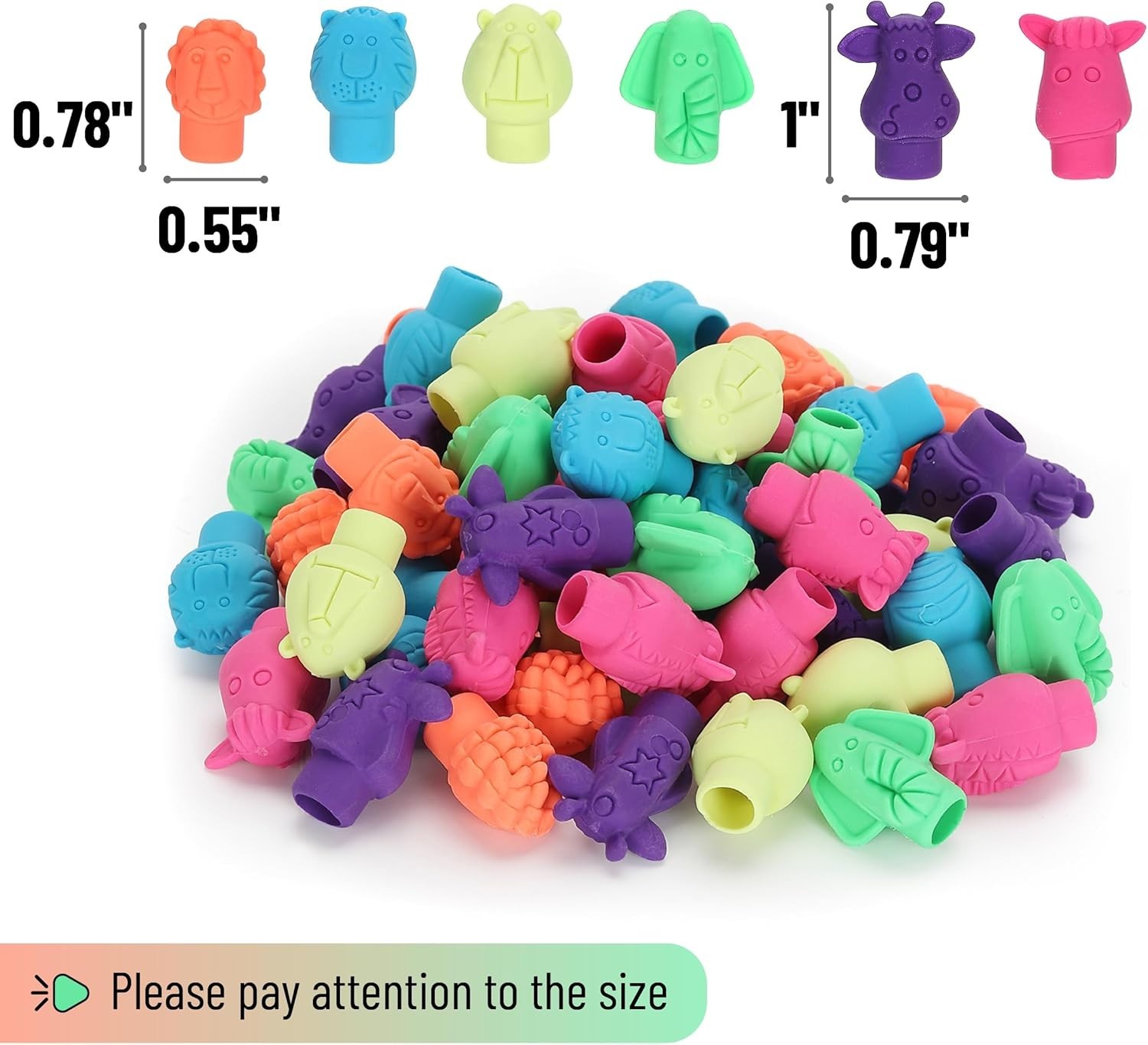 60 Non-Toxic Animal Erasers for Pencils – Perfect for School and Parties