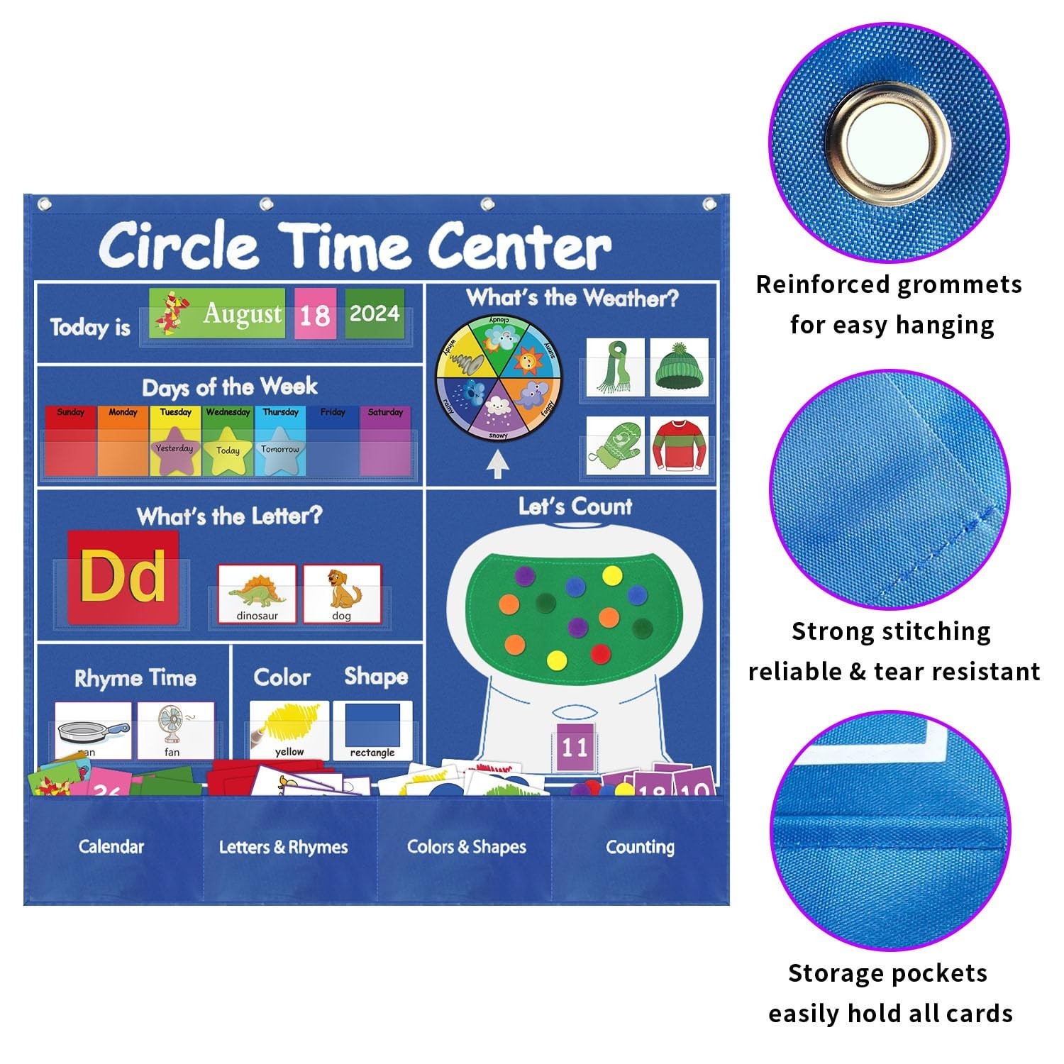 Circle Time Learning Center Classroom Pocket Chart Preschool, Educational Poc…